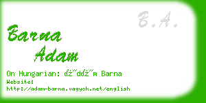 barna adam business card